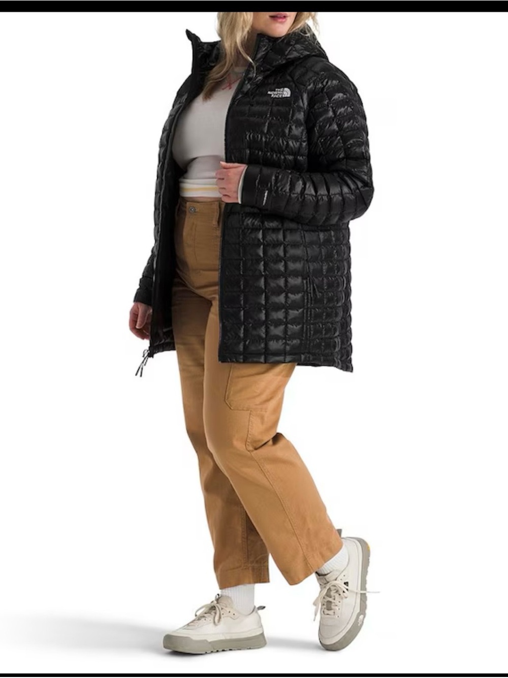 The North Face Black Quilted Long Hooded Puffer